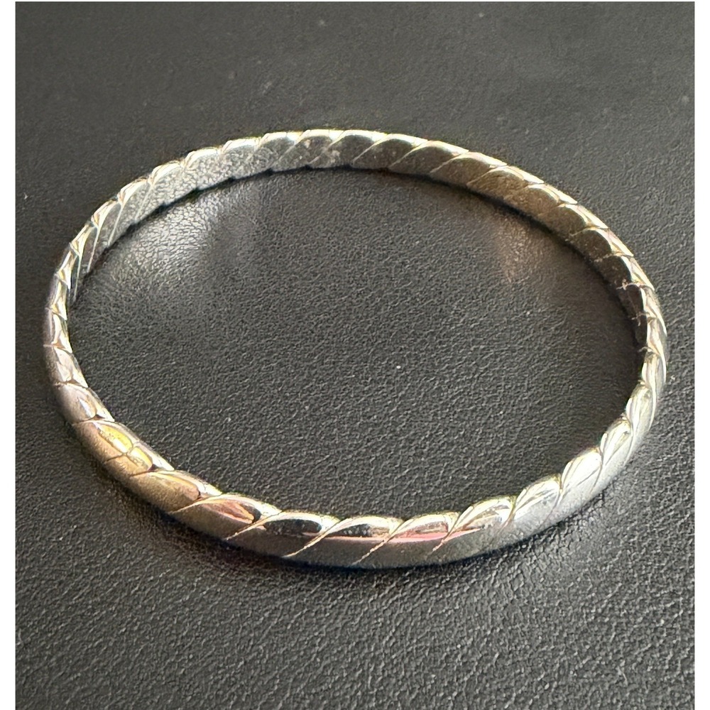 Vintage MONET Bangle Bracelet Twisted Rope Texture Silver Tone Signed 0273